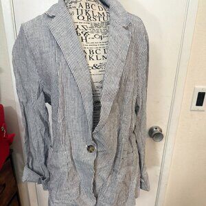 New Loft Cottom Striped 3 quarter blazer